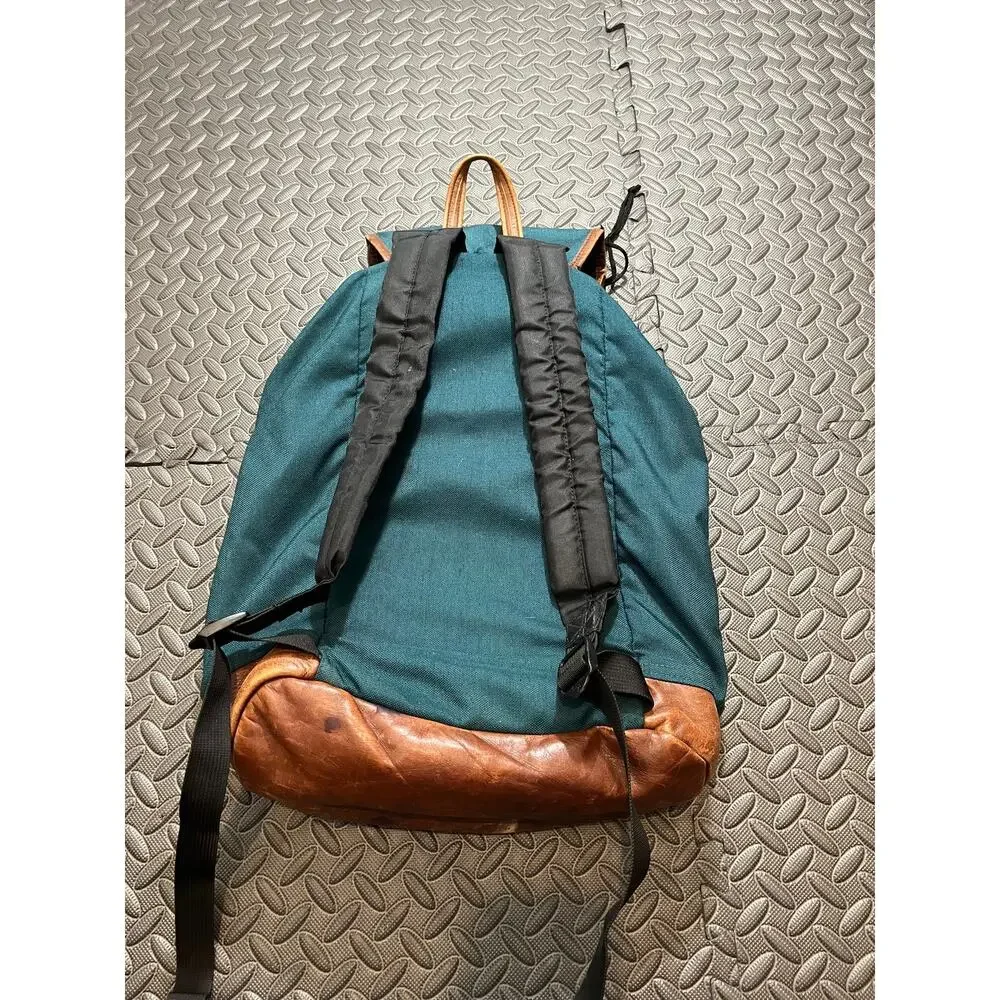 VTG Vintage 90s LL Bean Book Bag - Aztec Southwest &‎ Leather Backpack Green USA